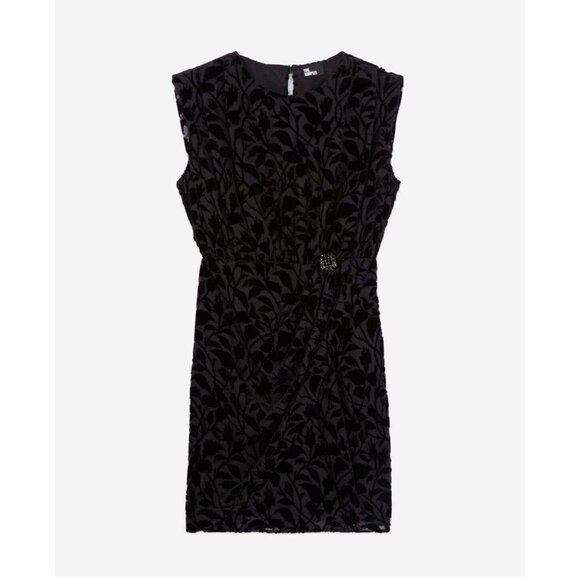 The Kooples Short Black Devore Velvet Dress Size S Cocktail - Picture 1 of 16